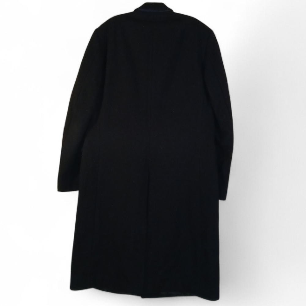 Vintage Classic Pure Wool Mens Black Overcoat 44R - Picture 2 of 8